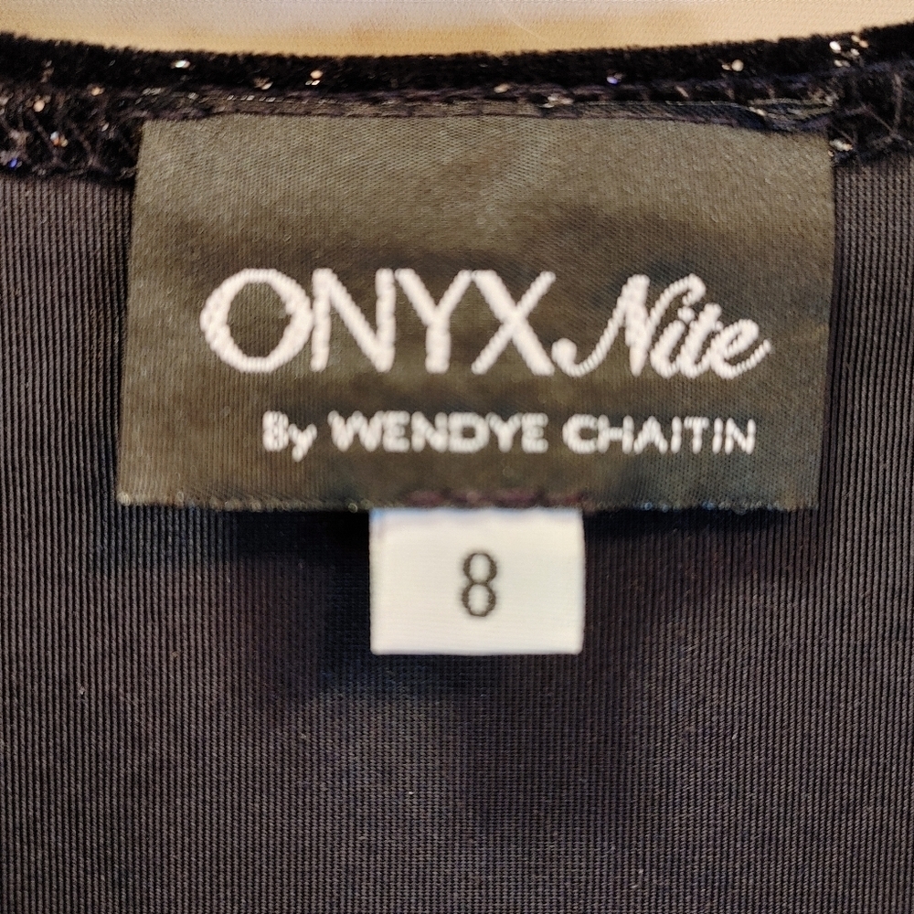 Onyx Nite Black Burnout Velvet Open Front Cardigan Size 8 Evening Wear - Picture 10 of 13